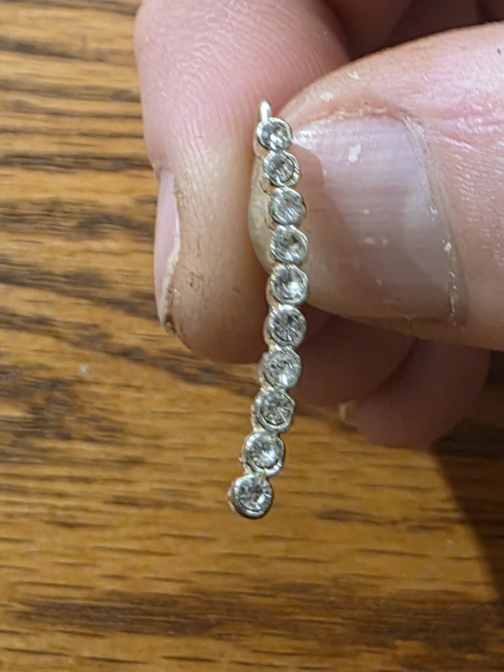 Sterling Silver Linear CZ Drop Pendant - Silver